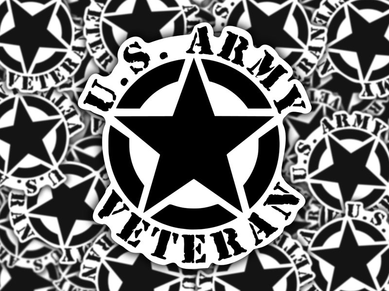 KCD Army Veteran Star Vinyl Decal Sticker â€“ Military Support Car, Truck, SUV, Laptop, Cup, Window, Wall â€“ Black â€“ 5.5 x 5.1 Inches -KCD1729B - Image 2